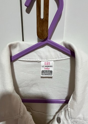 Kız Çocuk Beyaz Düğmeli Kot Ceket - Görsel 4