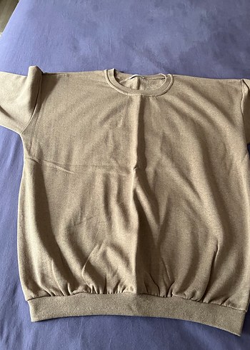 Bej Kadın Sweatshirt, Bisiklet Yaka, Salaş Kesim - Görsel 2