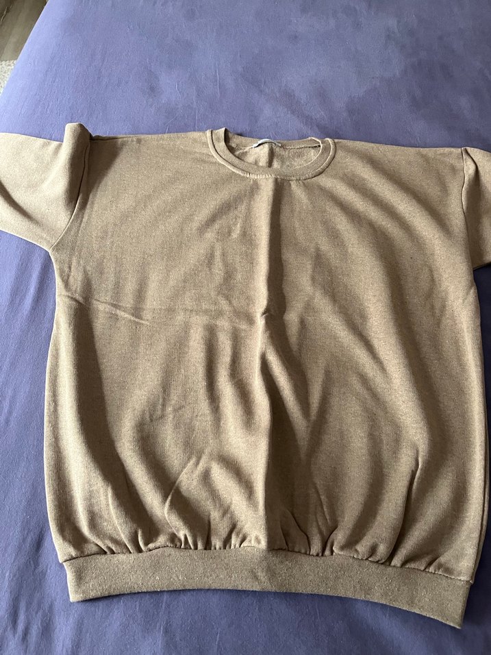 Bej Kadın Sweatshirt, Bisiklet Yaka, Salaş Kesim - Görsel 2