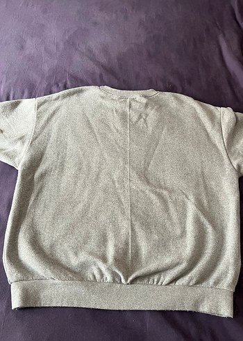 Gri Kadın Bisiklet Yaka Rahat Sweatshirt - Görsel 2
