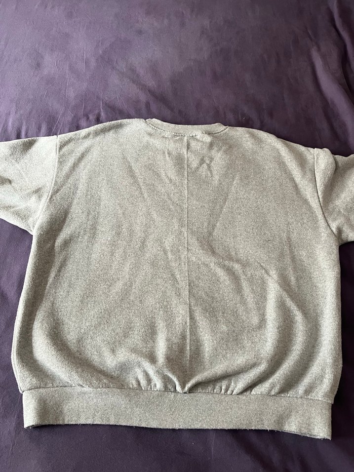 Gri Kadın Bisiklet Yaka Rahat Sweatshirt - Görsel 2