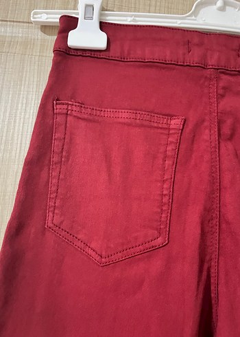 Bordo Kadın Midi kot Pantolon - Görsel 3