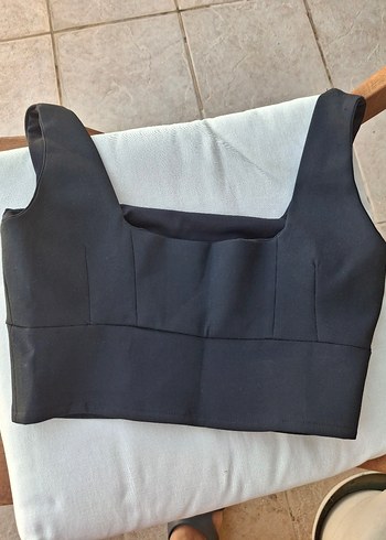 Tasarımcı Siyah Mini Straplez Büstiyer crop
