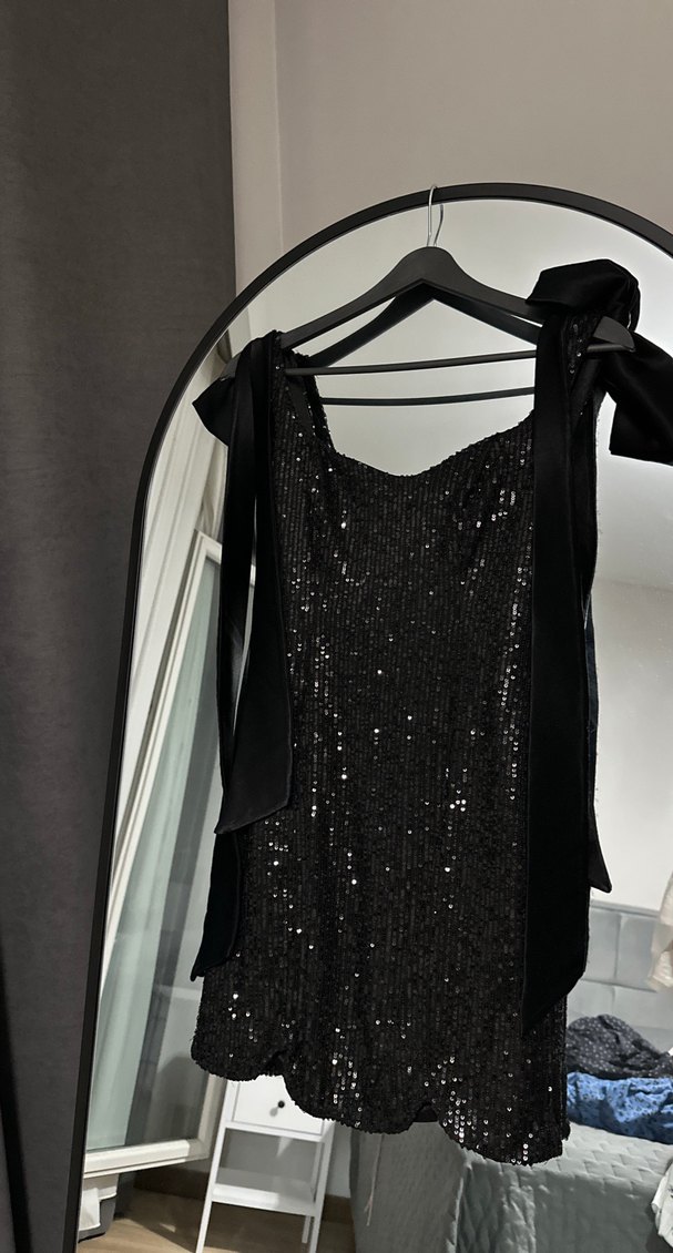 Koton Siyah Mini Payetli Elbise XS - Görsel 3
