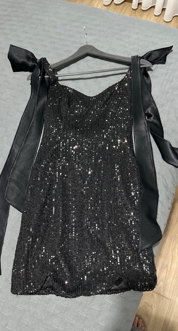 Koton Siyah Mini Payetli Elbise XS - Görsel 5