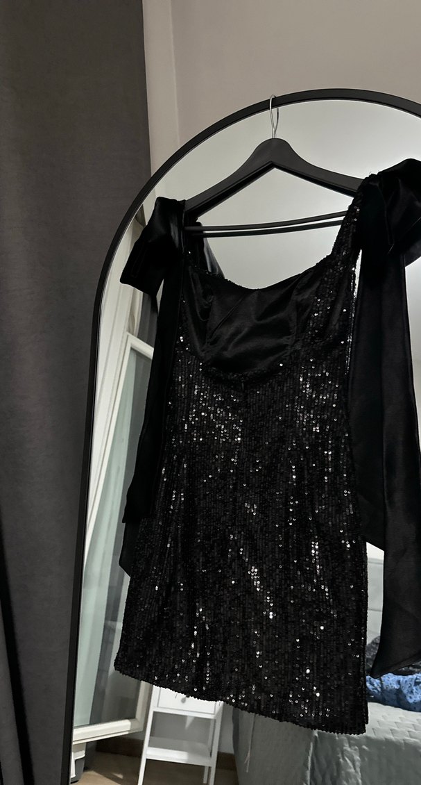 Koton Siyah Mini Payetli Elbise XS - Görsel 4