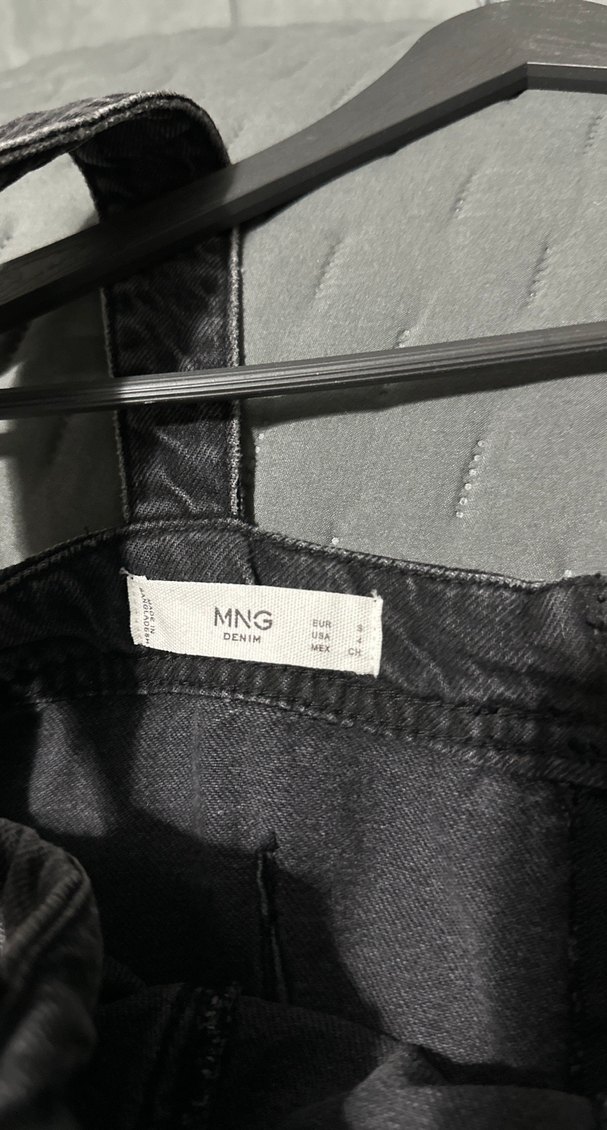 Mango Siyah Denim Askılı Mini Elbise S - Görsel 3