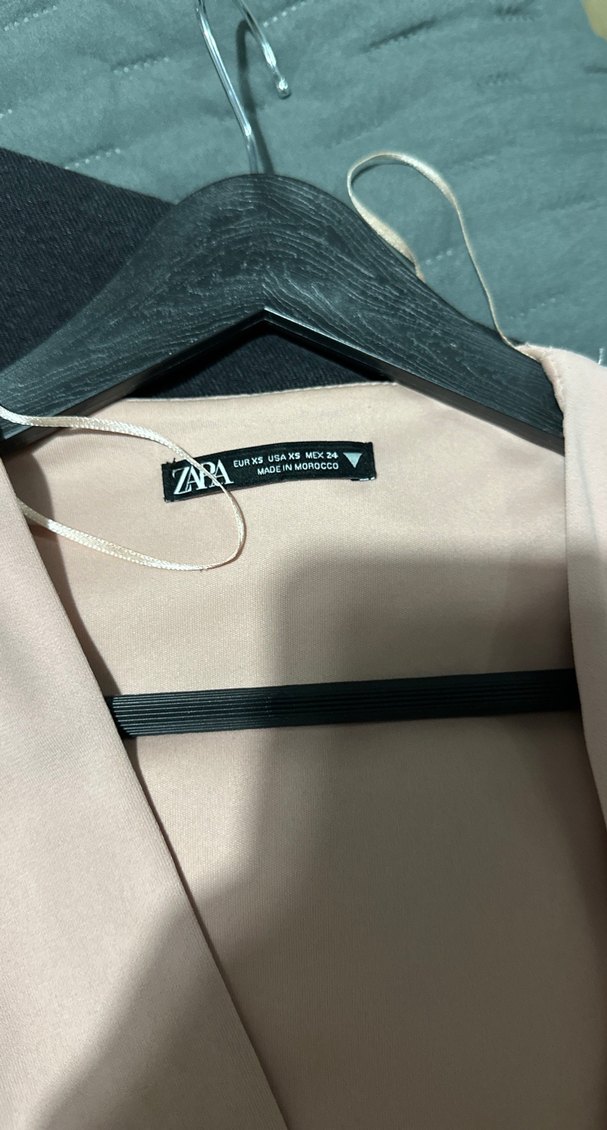Zara Drapeli Pudra Pembe XS Mini Elbise - Görsel 4