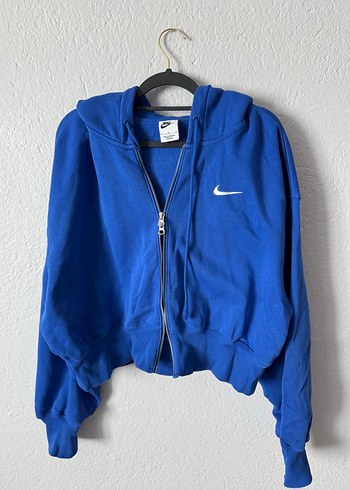 l Beden mavi Renk Nike Mavi Fermuarlı Kadın Sweatshirt