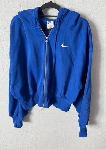 l Beden Nike Mavi Fermuarlı Kadın Sweatshirt