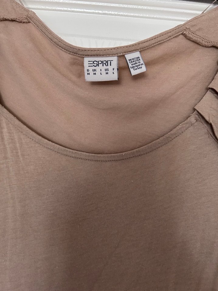 Bej Kısa Kollu Drapeli Tişört - Görsel 3