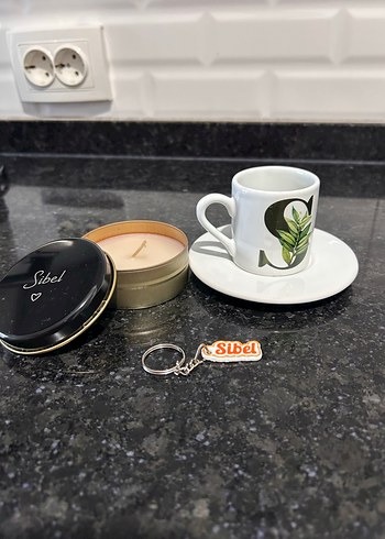 Sibel Yazılı Beyaz Fincan ve Anahtarlık Seti - Görsel 5