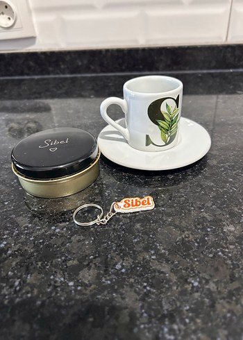 Sibel Yazılı Beyaz Fincan ve Anahtarlık Seti - Görsel 3