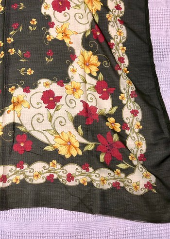 Çiçek Desenli Vintage Kadın Fular - Görsel 2