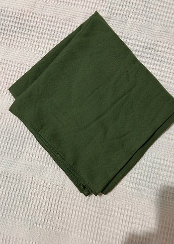 Kadın Haki Drapeli Saten Şal - Görsel 2