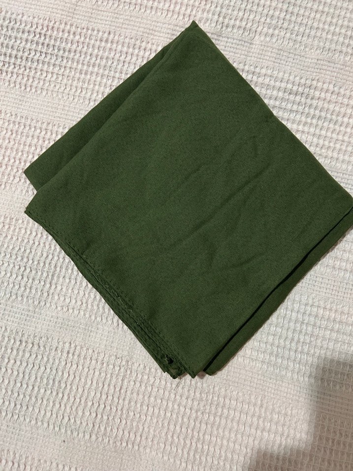 Kadın Haki Drapeli Saten Şal - Görsel 2