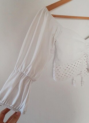 Zara Pamuklu balon kollu crop