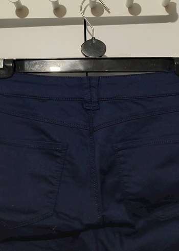 Lacivert Midi Denim Kadın Bermuda Şort - Görsel 2