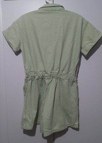 Düğmeli Kısa Kollu su yesili Kadın Tulum - Görsel 3