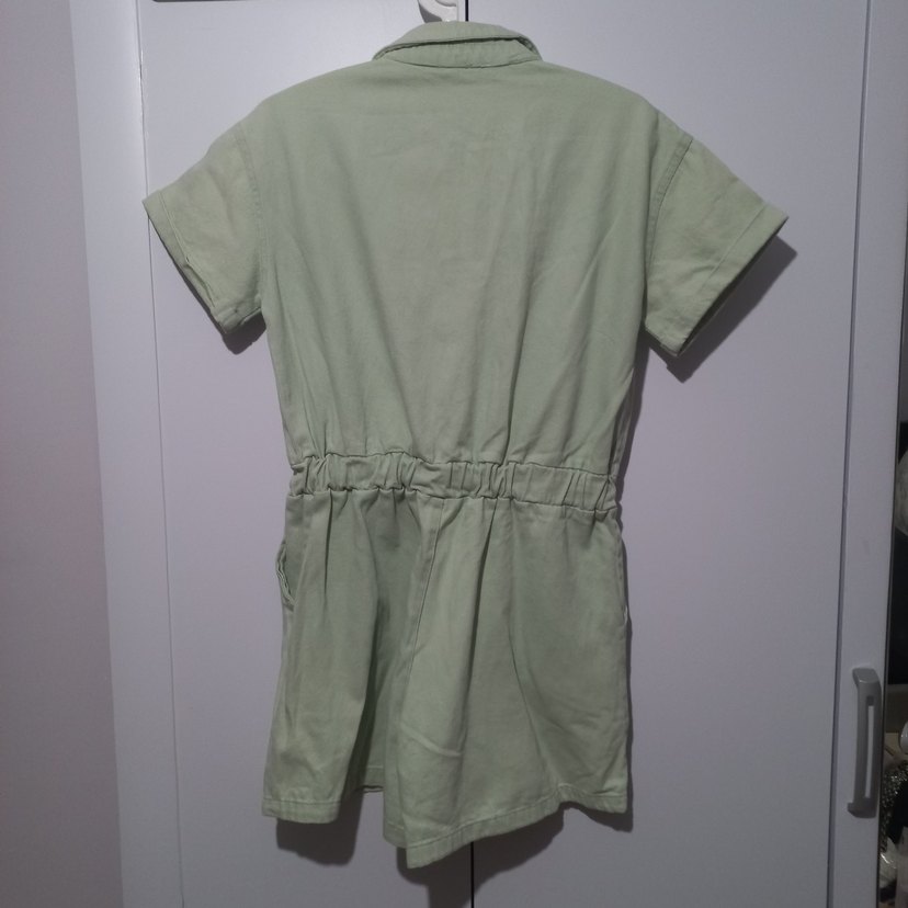 Düğmeli Kısa Kollu su yesili Kadın Tulum - Görsel 3