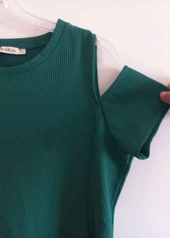 xl Beden yeşil Renk Yeşil, Kısa Kollu, Salaş Triko Elbise