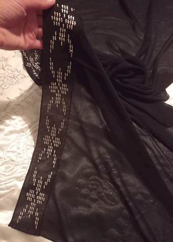 Beden Dantel Detaylı Beyaz Bohem Örgü Şal