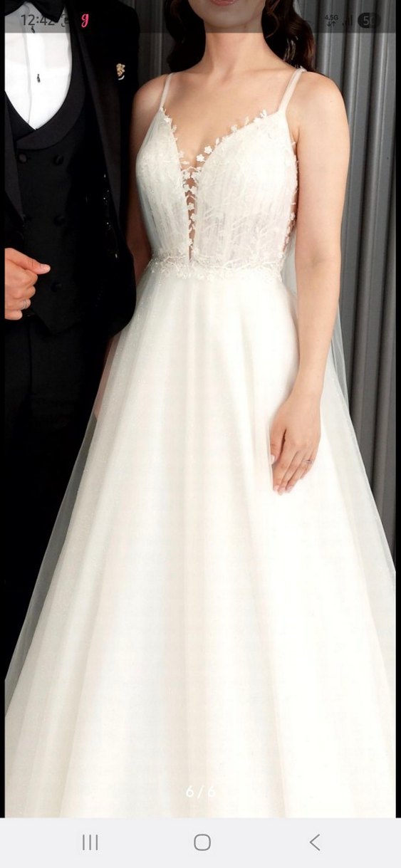 Modern Klasik Beyaz  Helen Model Gelinlik - Görsel 3