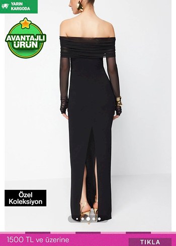 Siyah Straplez Uzun Drapeli Kadın Elbise - Görsel 2