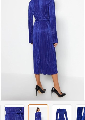 lavivert Uzun Kollu piliseli Kadın Elbise - Görsel 3