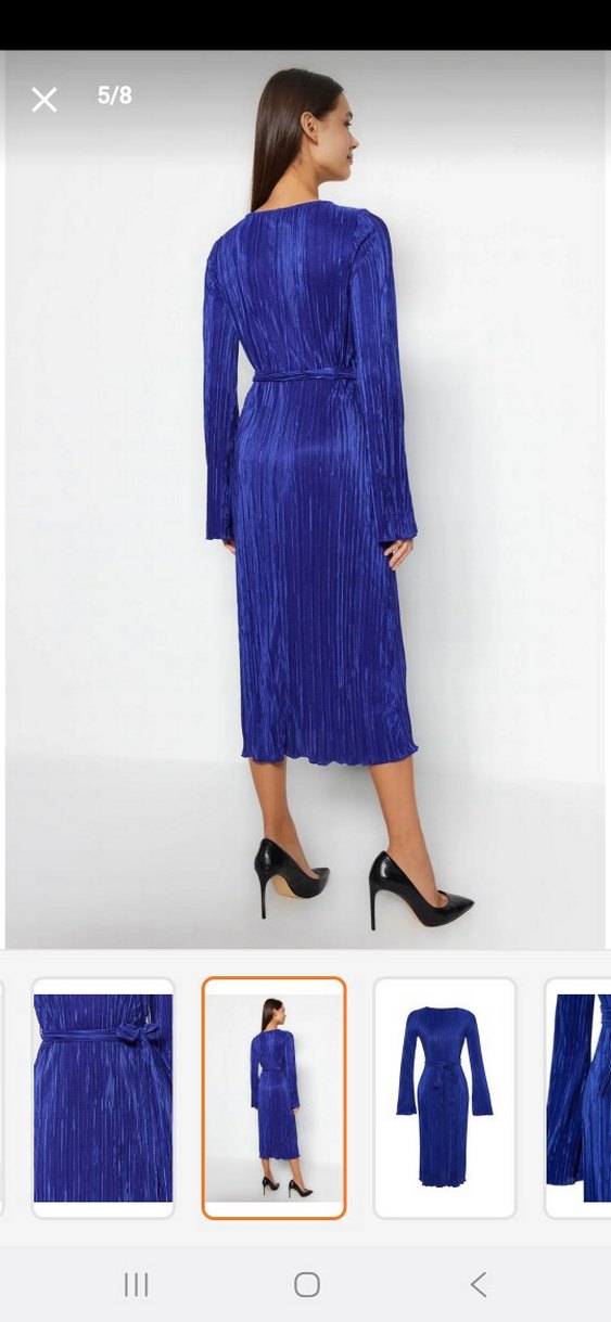 lavivert Uzun Kollu piliseli Kadın Elbise - Görsel 3