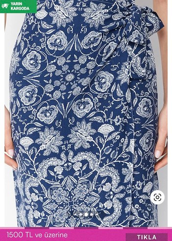 Mavi Bağlamalı Uzun Bohem Elbise - Görsel 2