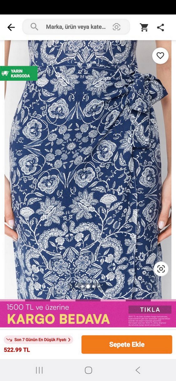 Mavi Bağlamalı Uzun Bohem Elbise - Görsel 2