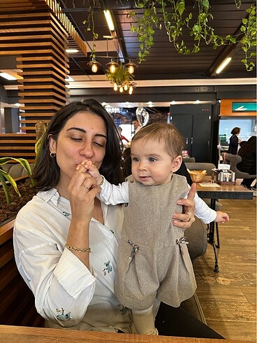 6 Ay Beden camel Renk Bebek tulum elbise