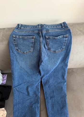 Kadın Mavi Bol Kesim Midi Denim Pantolon - Görsel 2