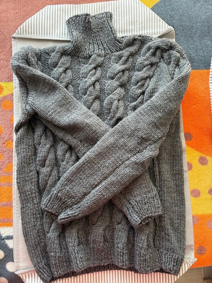 Gri Örgü Bohem Kadın Balıkçı Yaka Kazak - Görsel 2