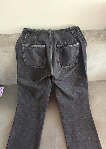 Kadın Gri Kot Pantolon Tokalı Normal Boy - Görsel 2