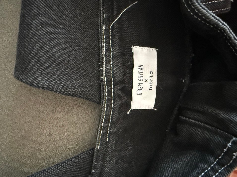 Kadın Gri Kot Pantolon Tokalı Normal Boy - Görsel 3