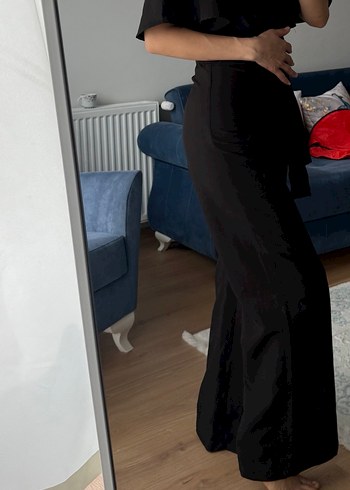 V Yaka Drapeli Siyah Hamile Tulum - Görsel 2