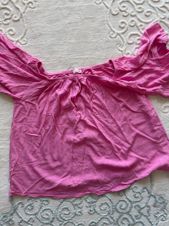 Pembe Keten, Fırfırlı Bohem Bluz - Görsel 2