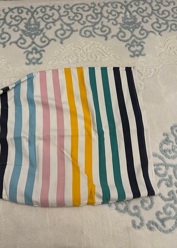 Çizgili Çok Renkli mini yırtmaçlı etek - Görsel 2