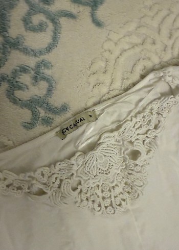 Dantel Detaylı Bohem Keten Beyaz Bluz - Görsel 2