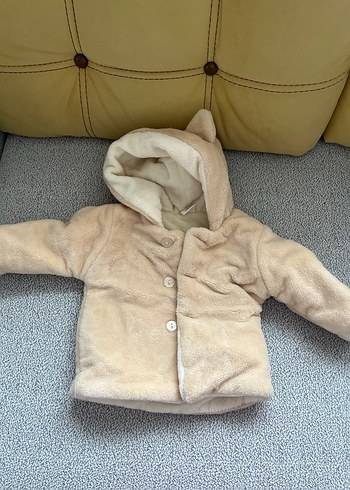 Kapüşonlu Erkek Çocuk Bej Kürklü Mont - Görsel 3