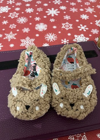 Kızlar için Kahverengi Kürklü Sıcak Terlik - Görsel 2