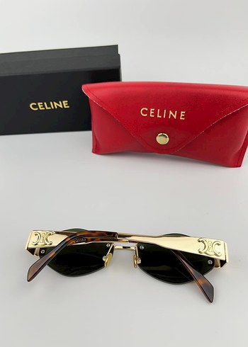 Zincir Detaylı Parlak Altın Güneş Gözlüğü - Görsel 4