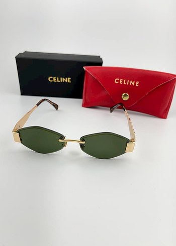 Zincir Detaylı Parlak Altın Güneş Gözlüğü - Görsel 2