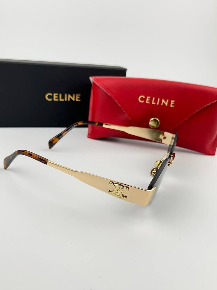 Zincir Detaylı Parlak Altın Güneş Gözlüğü - Görsel 5