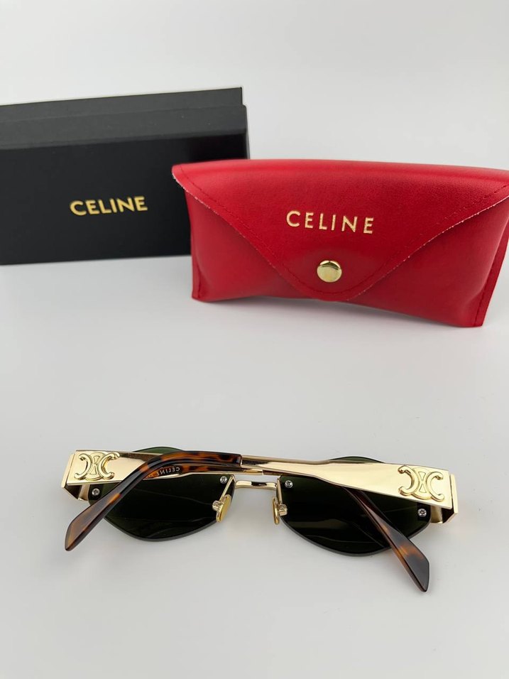 Zincir Detaylı Parlak Altın Güneş Gözlüğü - Görsel 4