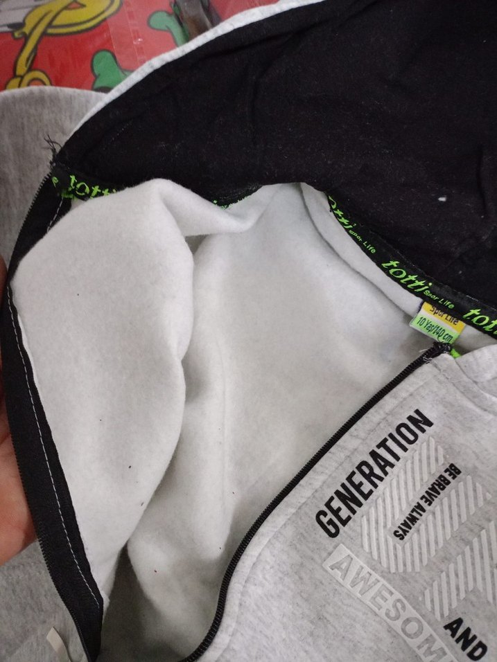 Kapüşonlu Fermuarlı Erkek Çocuk Gri Sweatshirt - Görsel 2