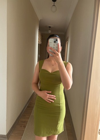 Sade ve Şık Straplez Hamile Elbisesi - Görsel 2