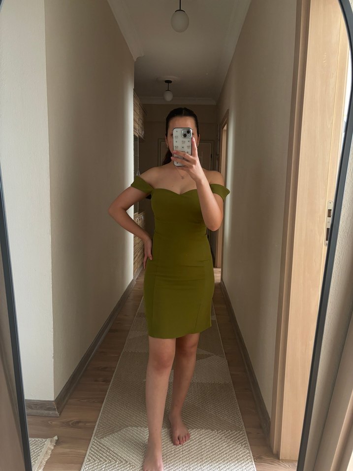 Sade ve Şık Straplez Hamile Elbisesi - Görsel 5